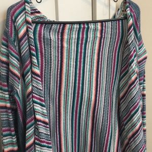 Boho Patterned Roxy Cardigan with white knit trim